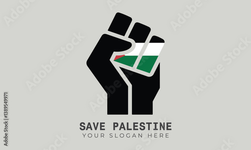 Save Palestine Fist with Palestinian Flag