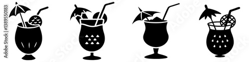 pi a colada icon, pi a colada silhouette vector illustration-simple silhouette illustration of pi a colada, perfect for pi a colada logos and icons