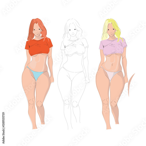 a nice women with bikinis and topless 