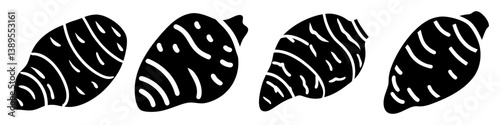 taro root icon, taro root silhouette vector illustration-simple silhouette illustration of taro root, perfect for taro root logos and icons