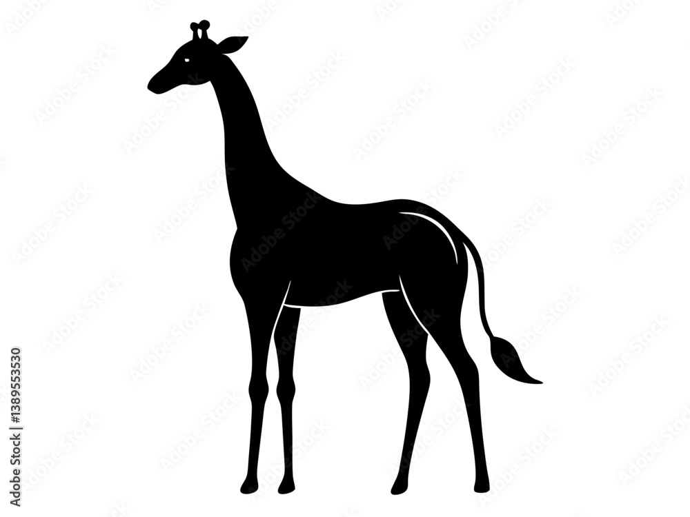 Obraz premium Giraffe Silhouette Vector & Wildlife Animal Icon SVG