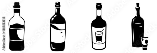 vodka bottle icon, vodka bottle silhouette vector illustration-simple silhouette illustration of vodka bottle, perfect for vodka bottle logos and icons