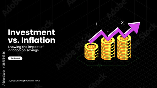 Investment vs. Inflation–Financial Growth vs. Rising Costs Illustrated with Money, Graphs, and Inflation Trends | Business and Wealth Vector Design