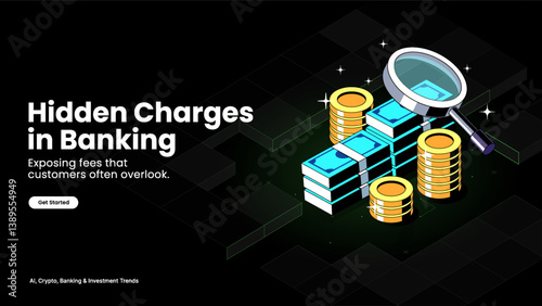 Hidden Charges Unveiling Unexpected Banking and Financial Fees with Bill Statements, Extra Costs, and Consumer Awareness Money Management Infographic vector design