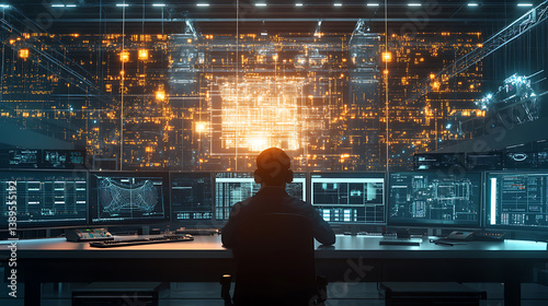 A high tech AI driven smart grid control room, engineers optimizing energy distribution using predictive analytics, Energy tech style