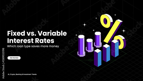 Fixed vs. Variable Interest Rates – Loan Comparison Illustrated with Bank Rates, Mortgage Planning, and Borrowing Strategies | Personal Finance and Banking Vector Design