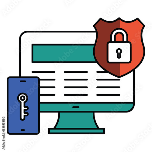 Mobile Two Factor Code Vector Icon Design, secure login, identity protection