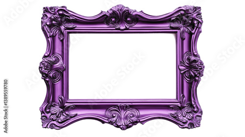 purple , violet picture frame isolated on white background , transparent png 
