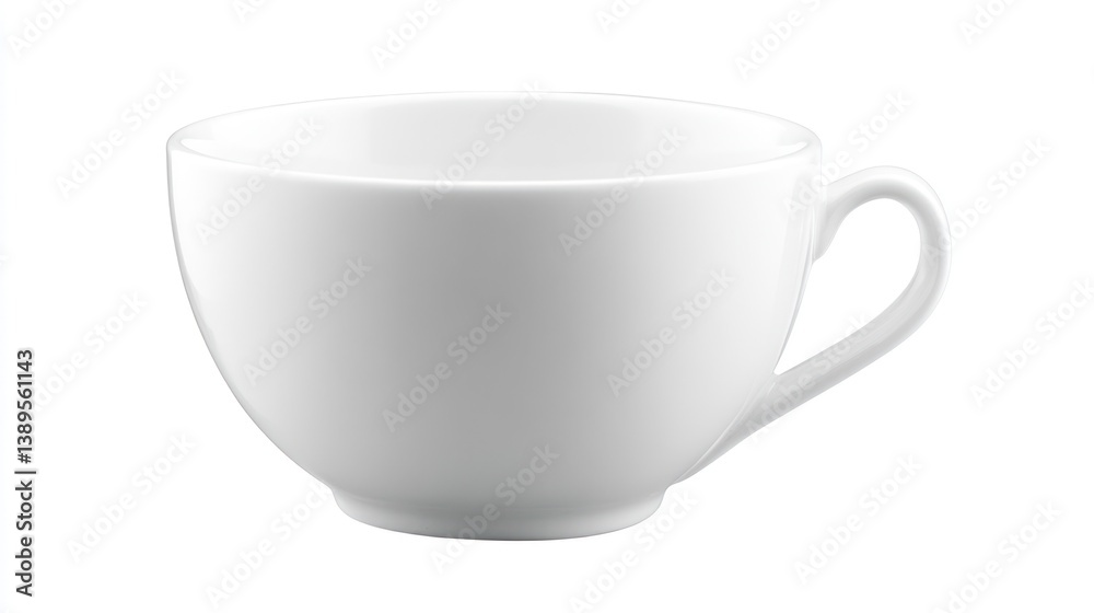 Empty white teacup studio shot, simple ceramic Empty white teacup studio shot, simple ceramic