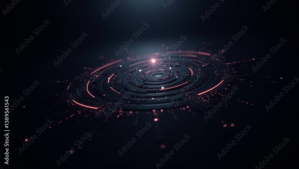 Fototapeta premium Sleek futuristic interface with glowing holographic patterns, dark background, and subtle metallic textures, tech-inspired desktop wallpaper