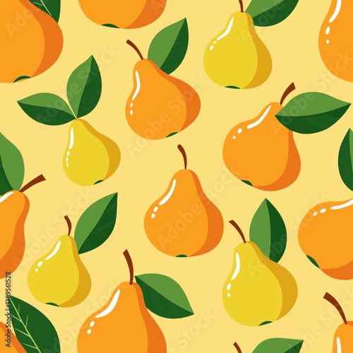 Seamless pattern with pears and half of pears in abstract minimalistic style. Vector illustration.