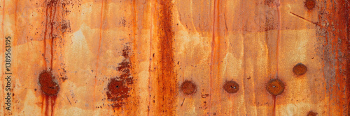 Obraz na płótnie Old rusty metal texture. Rust on the surface of the iron wall. Panoramic background for grunge design. w salonie