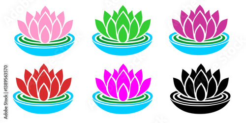 set of lotus flowers. Plants and flowers vector