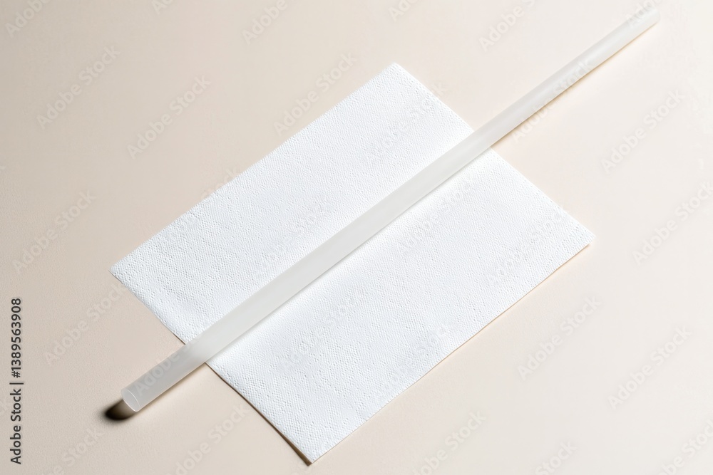 Fototapeta premium Minimalist design featuring sleek pen resting on crisp sheet, em