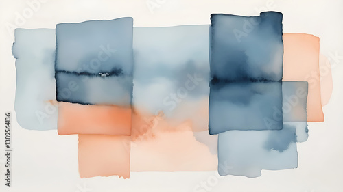 abstract blue background, vertical composition of shapes with intentionally bleeding edges