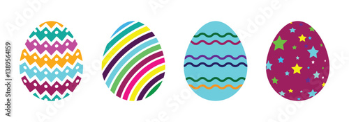 Easter eggs icon set. Set of decorated ester eggs vector. Spring easter, colorful easter eggs