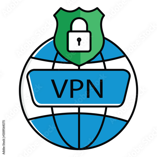 Virtual Private Network Secure Vector Icon Design, tech protection, encrypted browsing