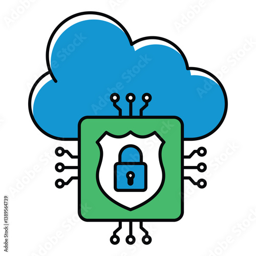 Private Cloud Storage Security Vector Icon Design