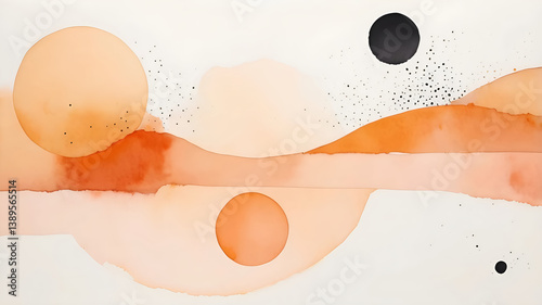 abstract watercolour art, white space creates important negative shapes that become equal participants in the balanced composition