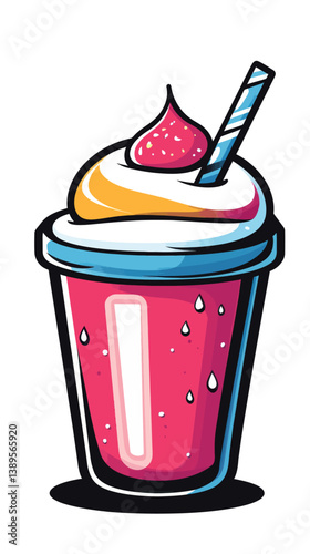 Colorful Milkshake Logo Design in Minimalist Flat Style for Beverage Branding