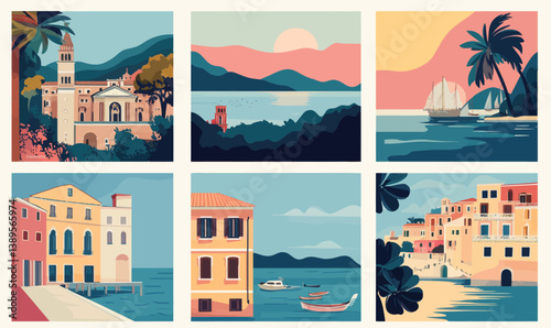 Retro Italy Travel Posters: Venice, Rome, Positano Summer Vacation Illustrations