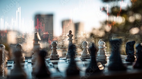 Wallpaper Mural Strategic Chessboard with Urban Background and Overlay Graphs Torontodigital.ca