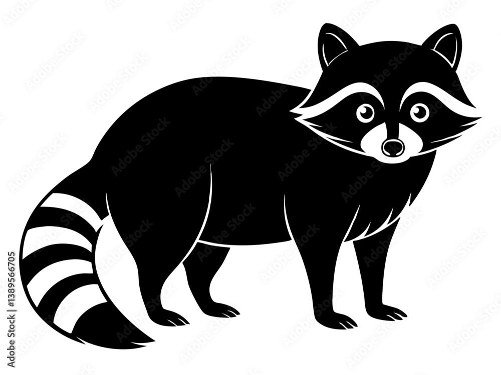 Obraz premium Raccoon Silhouette Vector & Woodland Animal SVG