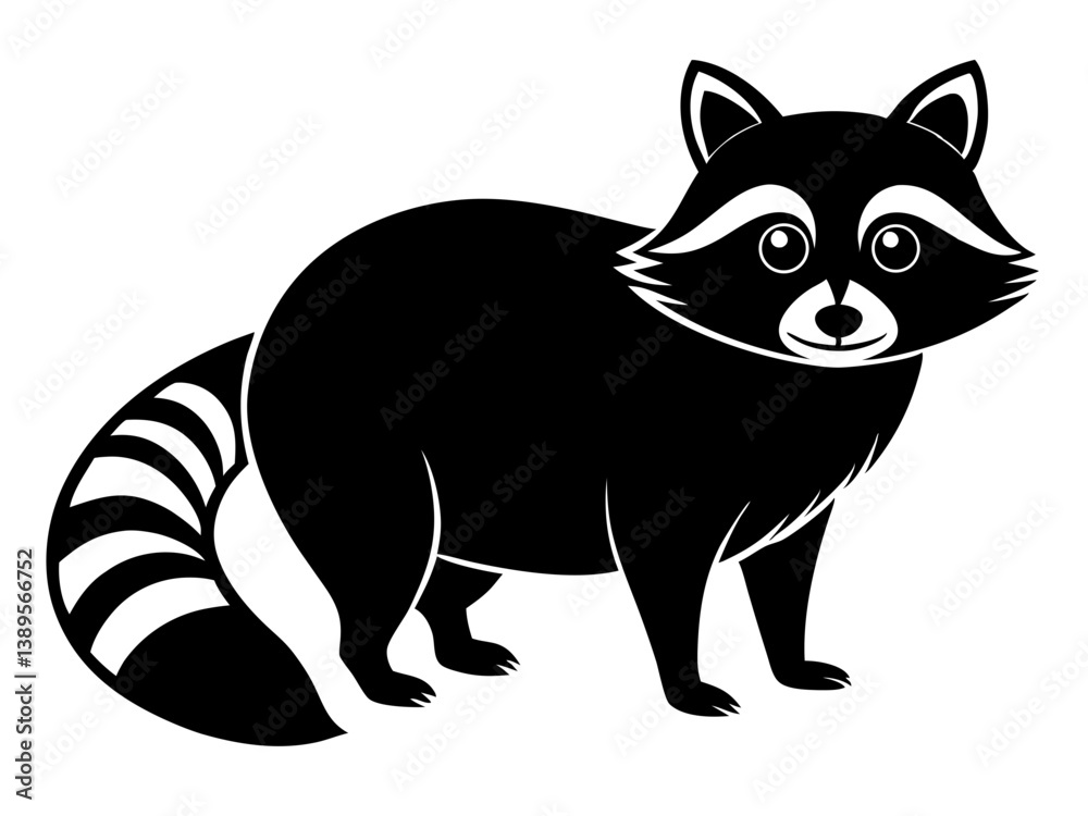 Obraz premium Raccoon Silhouette Vector & Woodland Animal SVG