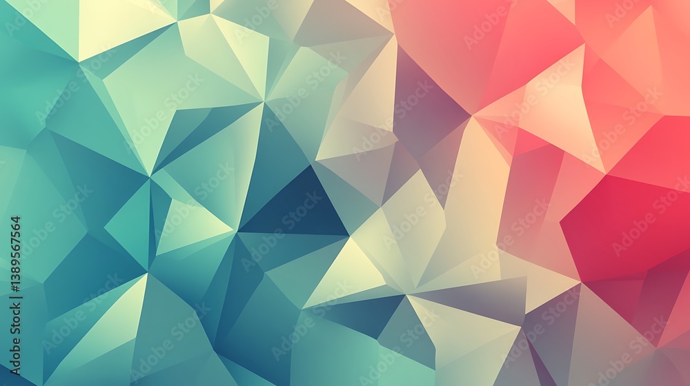 Abstract teal and red geometric polygon background. Abstract teal and red geometric polygon background.