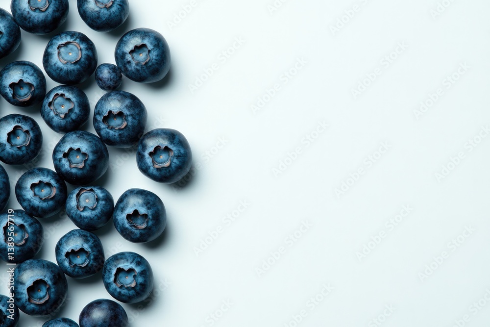 Fresh blueberries artfully arranged, highlighting their rich col Fresh blueberries artfully arranged, highlighting their rich col