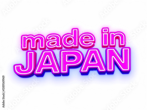 Made in Japan Neon Sign Graphic Design Bright Pink and Blue Asian Culture Japanese Branding Product Label