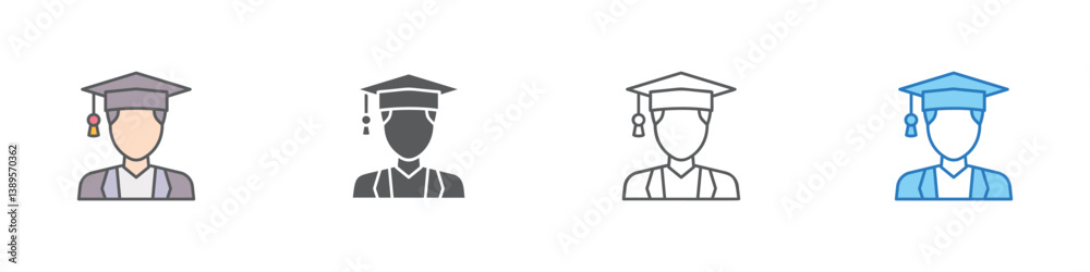 Fototapeta premium Graduation Icon Set Multiple Style Vector Collection