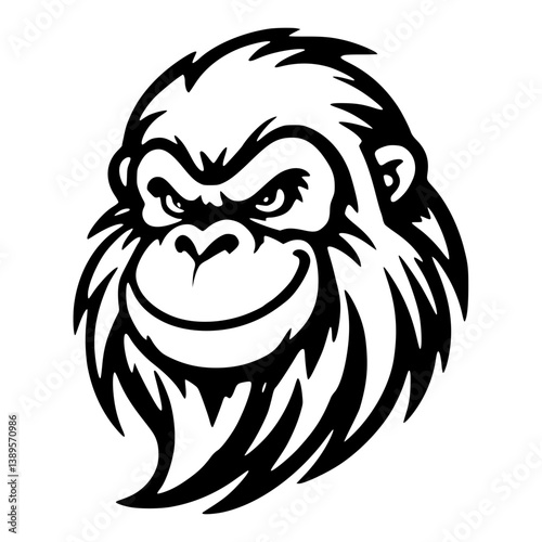 A striking black and white gorilla character art, shown with a determined and strong posture in a stylized manner. Perfect for branding, logos, or conveying power and resilience.

