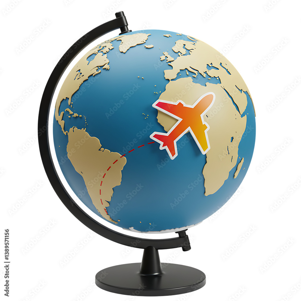 Fototapeta premium Travel Globe, Airplane, World Map