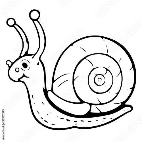 High-quality drawing featuring a snail with an artistic shell pattern, showcasing elegant line art.

