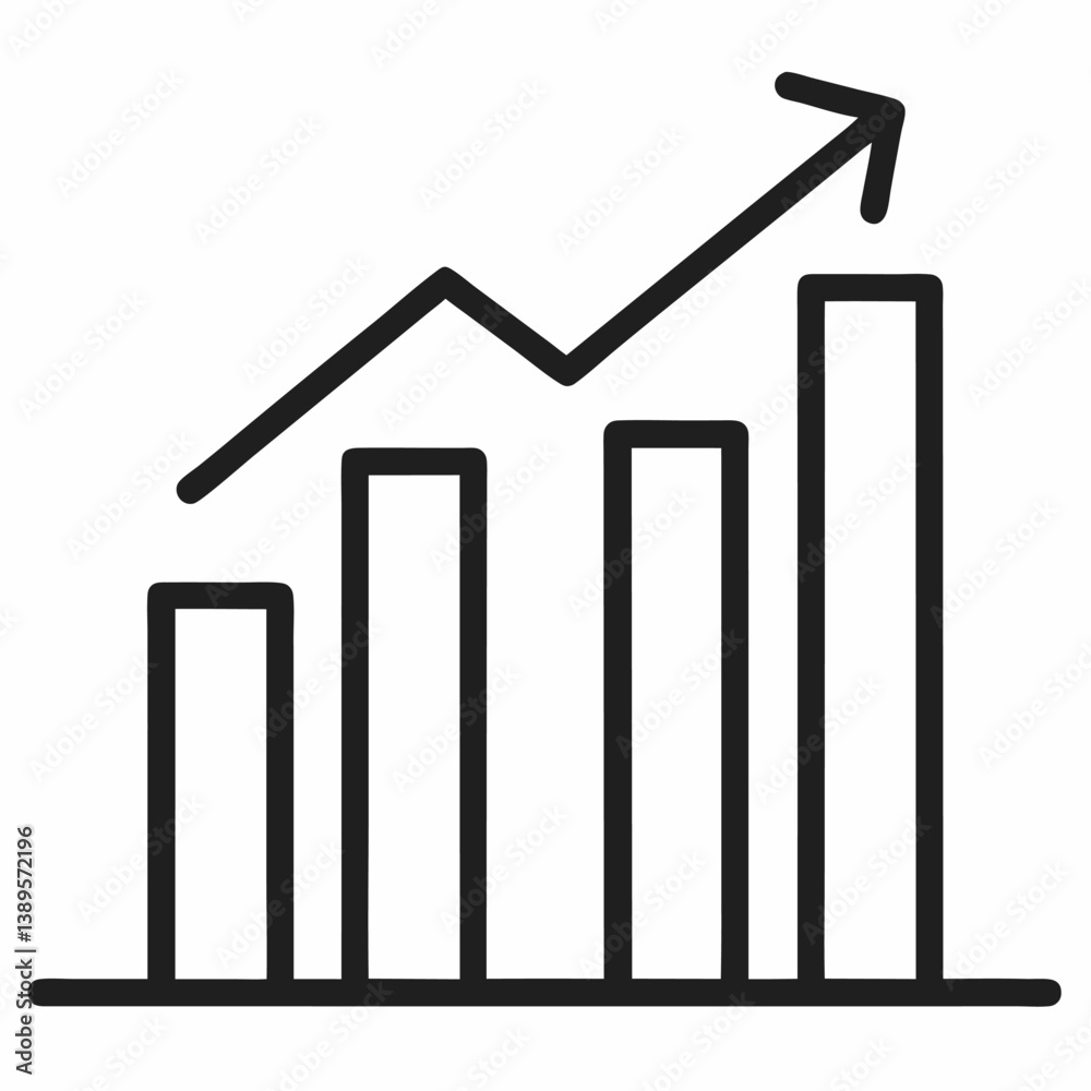 Growth Chart outline icon on white background Growth Chart outline icon on white background