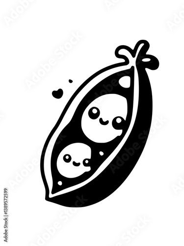 Illustration of two adorable cartoon peas inside a pod, featuring smiling faces and heart details, evoking joy and warmth.



