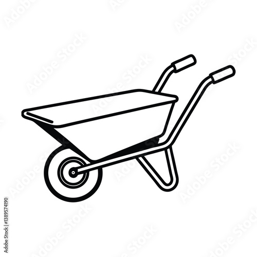 wheelbarrow line art vector illustration