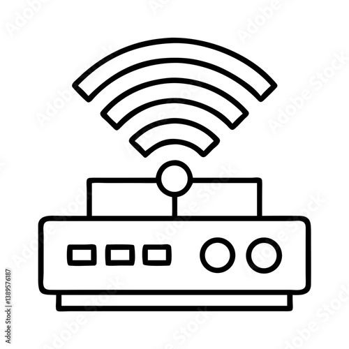Wi-Fi security router icon with wireless signals. Wi-Fi symbol