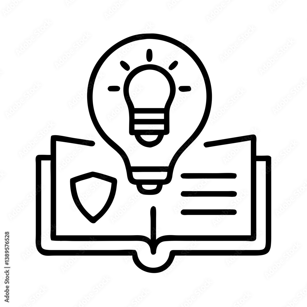 Cybersecurity Knowledge with Light Bulb Icon and Shield Symbol Cybersecurity Knowledge with Light Bulb Icon and Shield Symbol
