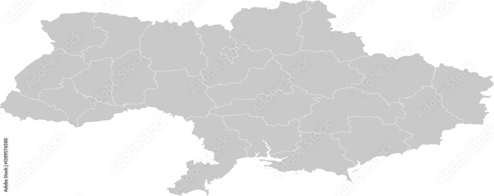 Fototapeta premium Ukraine administrative vector map with level 1 region boundaries – PPT-compatible & fully editable by region