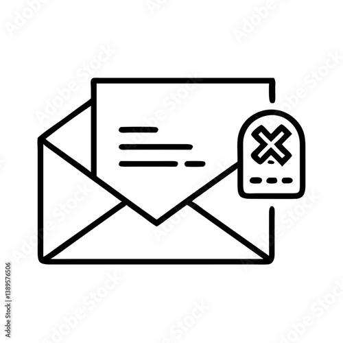 Email Security Icon with Warning Message  