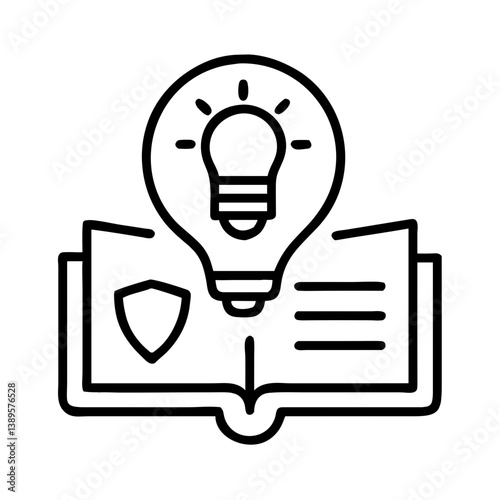 Cybersecurity Knowledge with Light Bulb Icon and Shield Symbol  