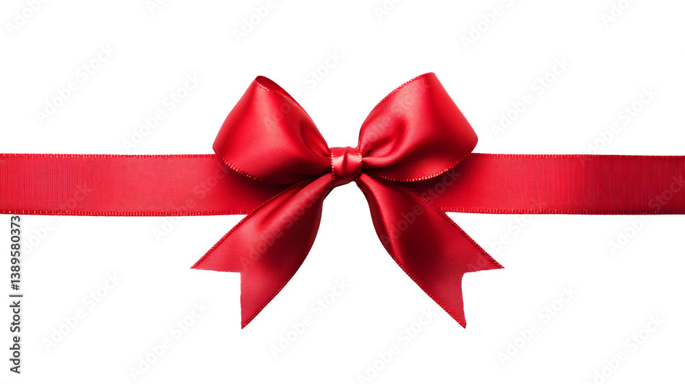 Elegant Red Ribbon Bow Perfectly Tied on Clean White Background Display - 3D Render Elegant Red Ribbon Bow Perfectly Tied on Clean White Background Display - 3D Render
