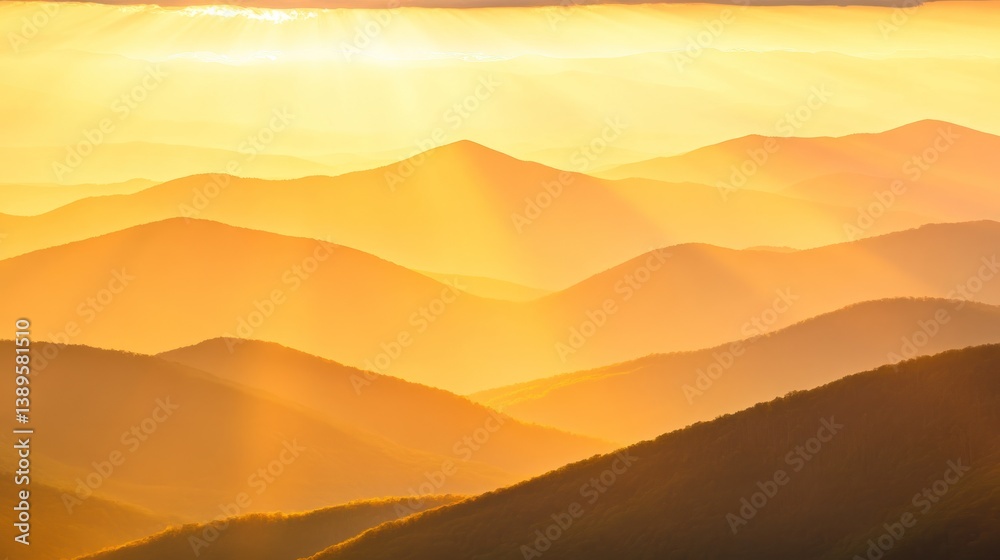 Obraz premium Golden Hour Mountain Range Sunset