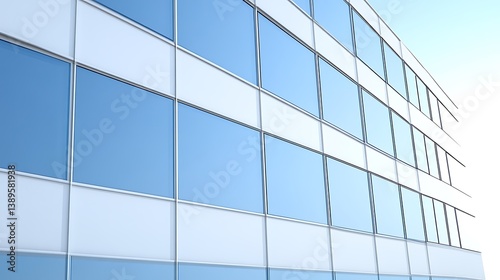 Obraz na płótnie Modern architectural facade of a building with many windows reflecting sky w salonie