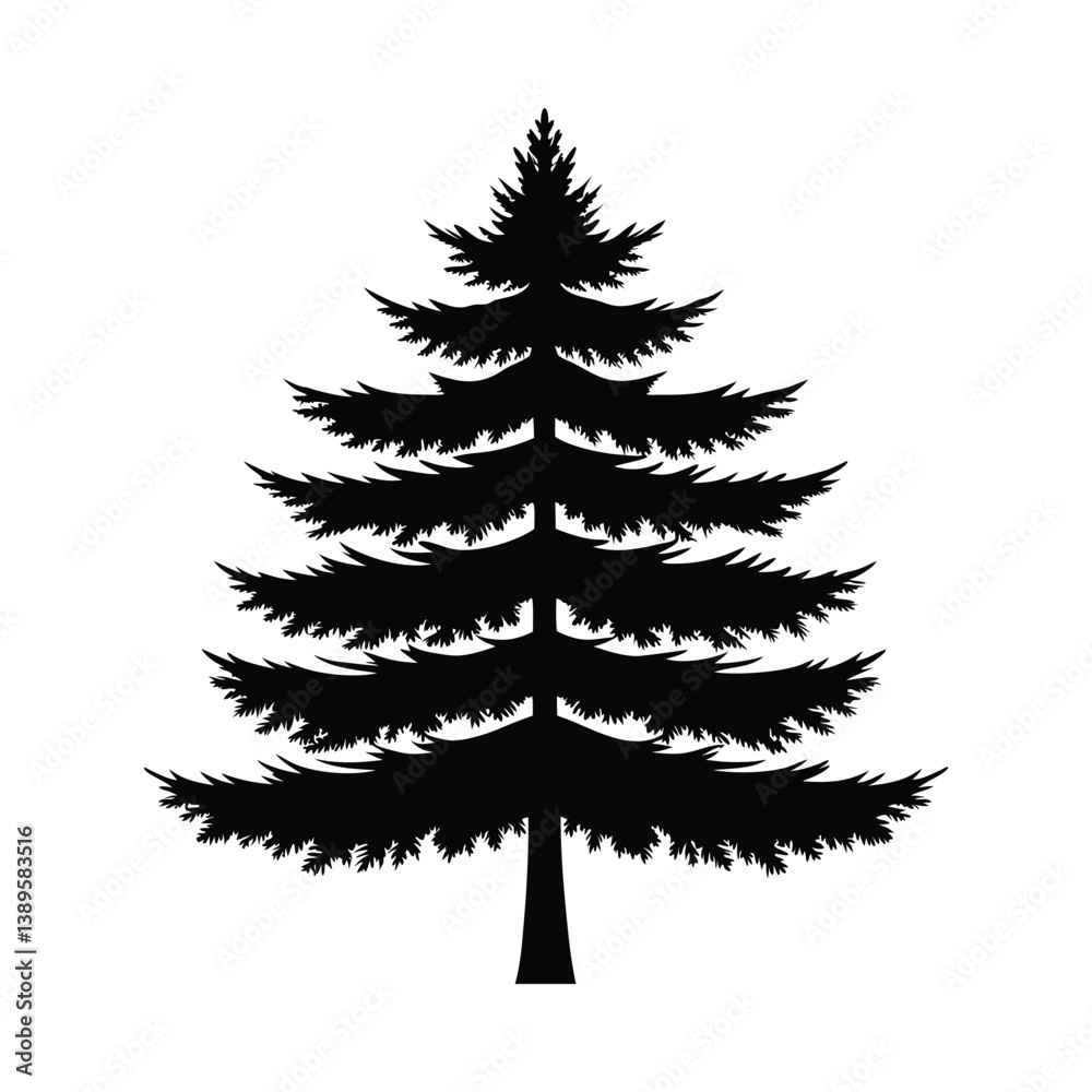 Obraz premium Pine tree silhouette, Tree vector art