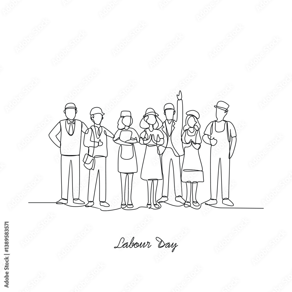 One continuous line drawing of International Labor Day on May 1st. International Labor Day design in continuous linear style. South Africa International Labor Day design concept vector illustration