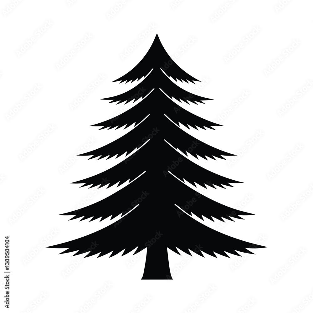 Obraz premium Pine tree silhouette, Tree vector art