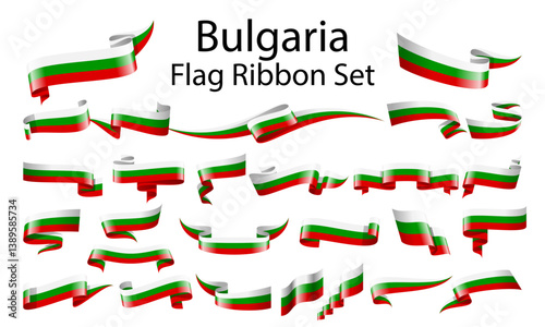 Bulgaria ribbon flag set